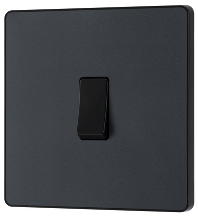 BG Evolve PCDMG13B Matt Grey 1 Gang 20A 16AX Light Switch-Black Insert
