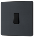 BG Evolve PCDMG13B Matt Grey 1 Gang 20A 16AX Light Switch-Black Insert