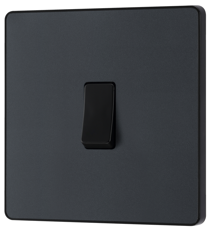  PCDMG13B Front - This Evolve Matt Grey 20A 16AX intermediate light switch from British General should be used as the middle switch when you need to operate one light from 3 different locations, such as either end of a hallway and at the top of the stairs.