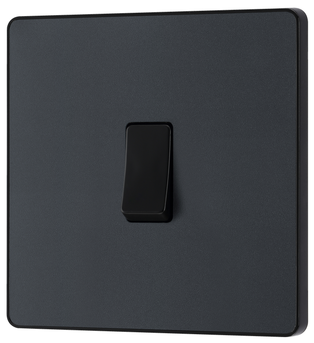 PCDMG13B Front - This Evolve Matt Grey 20A 16AX intermediate light switch from British General should be used as the middle switch when you need to operate one light from 3 different locations, such as either end of a hallway and at the top of the stairs.
