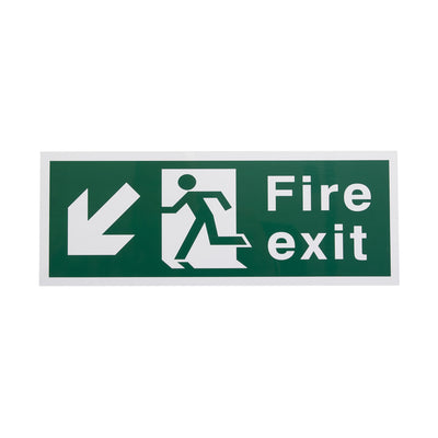 Extinguishers & Equipment: Plastic Fire Exit Signs - Self-Adhesive Arrow Down by Rainbow (SAFELINCS-RBRPSAWFED)