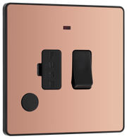 BG Evolve PCDCP52B Polished Copper 13A Flex Outlet Neon Switched Fused Spur Unit - Black Insert by British General (BG-PCDCP52B-Shopify-SA_1)
