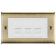 BG Nexus Antique Brass 3 Gang IDC Secondary Telephone Socket - White Insert by British General (BG-NABBTS3W)