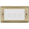 BG Nexus Antique Brass 3 Gang IDC Secondary Telephone Socket - White Insert by British General (BG-NABBTS3W)