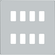 BG RFPC8 Nexus Screwless Grid Polished Chrome 8 Module Front Plate by British General (BG-RFPC8-Shopify-SA_1)