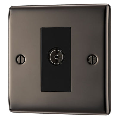 BG Nexus Black Nickel 1 Gang Isolated Co-Axial Socket NBN62 with 35mm Steel Back Box