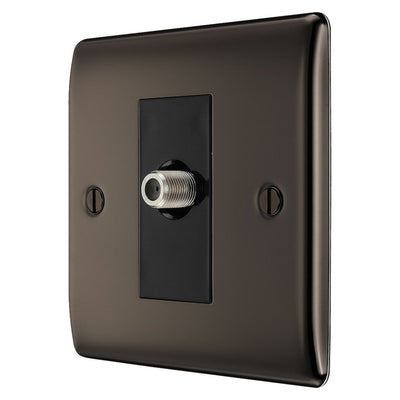 BG Nexus Black Nickel Single Satellite Socket NBN64 with 35mm Steel Back Box