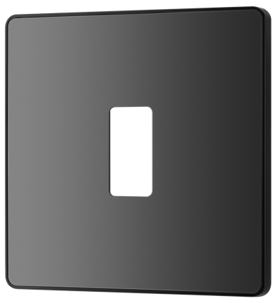 BG RPCDBC1B Evolve Grid Black Chrome 1 Module Square Front Plate - Black Trim
