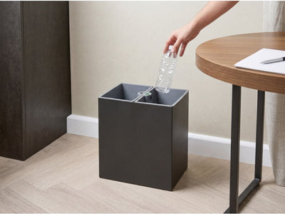 Corby Sheffield Metal Dual Recycling Bin with Plastic Inserts in Black