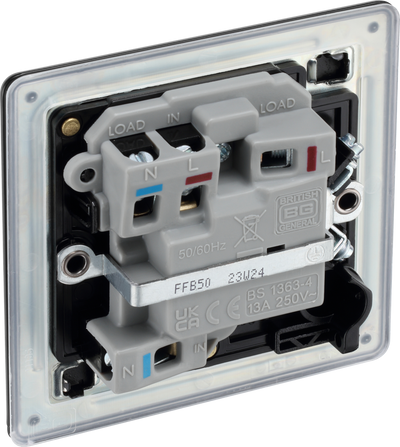 BG Nexus Matt Black Switched Fused Spur Connection Unit FFB50 by British General (BG-FFB50-1)