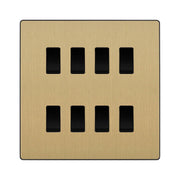 BG Evolve Satin Brass 8 Gang Intermediate Custom Grid Light Switch with Back Box Included by British General (BG-Evolve-SB-8G-CUSTOM-8x INT SWITCH)