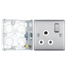 BG Nexus Brushed Steel 15A Switched Round Pin Single Socket NBS99W and 25mm Steel Back Box by British General (BG-NBS99W+HGS02)