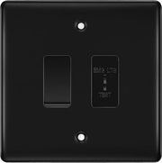 BG Nexus Matt Black 2 Gang Emergency Key Switch with 2 Way Single Pole Switch by British General (BG-NFB2G1EMG1SP)