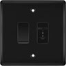BG Nexus Matt Black 2 Gang Emergency Key Switch with 2 Way Single Pole Switch by British General (BG-NFB2G1EMG1SP)