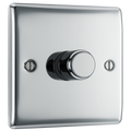 BG NPC81 Nexus Metal Polished Chrome 1 Gang 200W 2 Way Trailing Edge Push Type Dimmer Switch