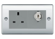 BG Nexus Polished Chrome 13A Double Pole Key Controlled Socket – Grey Inserts by British General (BG-NPCKYSWSG)