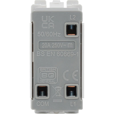 BG R12C Nexus Grid White 20A 20AX 2 Way 1 Pole Centre-Off Switch Module