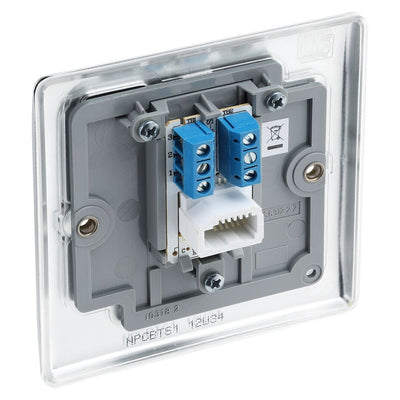 BG Nexus Polished Chrome Single Slave Telephone Socket NPCBTS1 with 35mm Steel Back Box