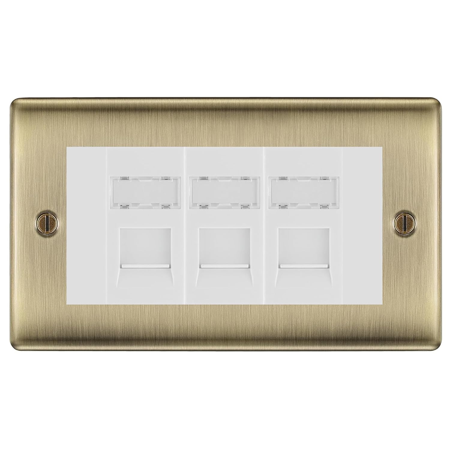 BG Nexus Antique Brass 3 Gang RJ45 Cat6 Data Socket Outle...