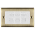 BG Nexus Antique Brass 3 Gang RJ45 Cat6 Data Socket Outlet White Inserts