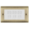 BG Nexus Antique Brass 3 Gang RJ45 Cat6 Data Socket Outlet White Inserts by British General (BG-NABRJ453W)