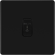 BG Flatplate Screwless Matt Black 2 Way Single Pole Emergency Key Switch FFB12EL by British General (BG-SCREWLESS-MB-1GANG-2Way-EMG-LTG-TEST)