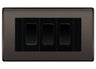BG Nexus Black Nickel 3 Gang 20AX 2-Way Switch Custom Grid - Black Insert by British General (BG-Nexus-BN-3G-Combo-3x 2WAY-BL)