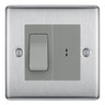 BG Nexus Brushed Steel 2 Way Single Pole Key Switch with 2 Way Single Pole Switch, Key Included - Grey Insert