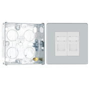 BG Screwless Polished Chrome RJ45 Double Data Outlet FPCRJ452 with 25mm Steel Back Box