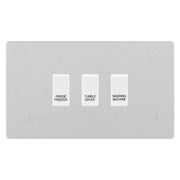 BG Evolve Brushed Steel Custom Appliance Grid Switch 3 Gang Screwless by British General (BG-EVOLVE-BS-3GANG-APPLIANCE)