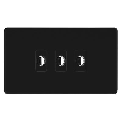 BG Nexus Screwless Matt Black 3 Gang Flex Outlet Socket