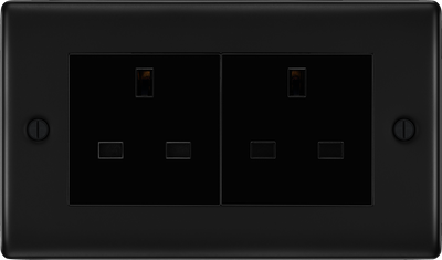 BG NFB24B Nexus Metal Matt Black 2G 13A Unswitched Socket Black Insert