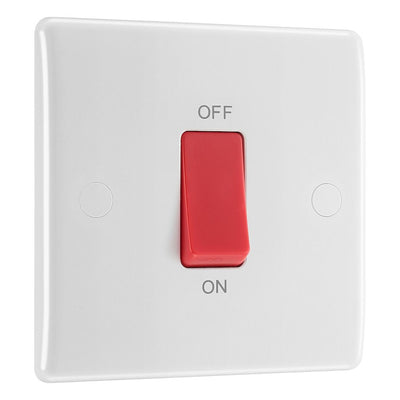 BG 875 Moulded Round Edge | White | 1 Gang 45A 2 Pole Cooker Switch