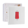 BG Nexus 1 Gang 45A 2 Pole Cooker Switch White & 32mm Pattress Back Box by British General (BG-875+891)