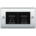 BG Polished Chrome 4G Faceplate with 45W USB A+C Charger Modules – Black Insert