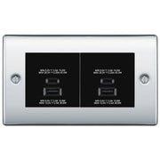 BG Polished Chrome 4G Faceplate with 45W USB A+C Charger Modules – Black Insert by British General (BG-NPCEMR4+EMUSBAC45B)