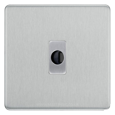 BG Nexus Screwless Brushed Steel Flex Outlet FBSFLEX by British General (BG-SCREWLESS-BRUSHED-STEEL-1GANG-FLEX-OU)