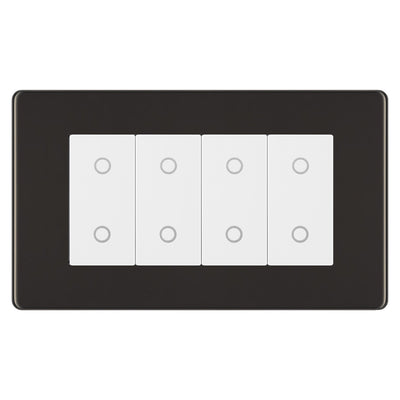 BG Nexus Screwless Black Nickel Quad Master Touch Dimmer Switch White Inserts FBNTDM4W by British General (BG-FBNTDM4W)