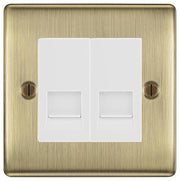 BG Nexus Antique Brass Double RJ11 Telephone Socket NABRJ112 - White Insert by British General (BG-NABRJ112W)