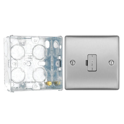 BG Nexus Brushed Steel 13A Unswitched Fused Connection Unit NBS54 with 35mm Steel Back Box