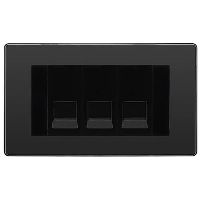 BG Evolve Black Chrome 3 Gang IDC Secondary Telephone Socket - Black Insert