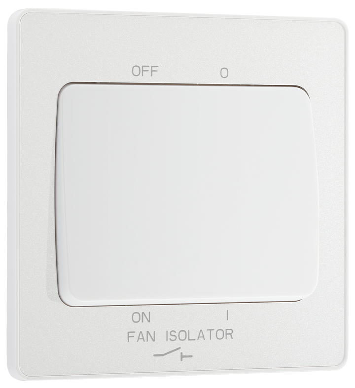 PCDCL15W Front - This Evolve pearlescent white 10A triple pole fan isolator switch from British General provides a safe and simple method of isolating mechanical fan units.