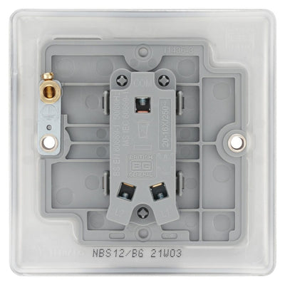 BG Nexus Brushed Steel 20A 16AX 2 Way Single Light Switch NBS12 with 35mm Steel Back Box
