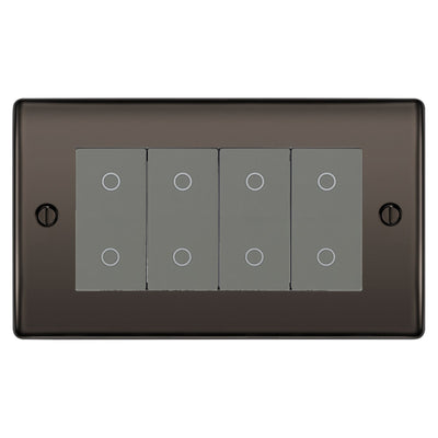 BG Nexus Black Nickel Quad Master Touch Dimmer Switch Grey Inserts NBNTDM4G by British General (BG-NBNTDM4G)