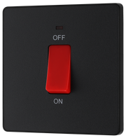 BG PCDMB74B Matt Black Evolve 45A 2 Pole LED Switch-Black Insert by British General (BG-PCDMB74B-Shopify-SA_1)