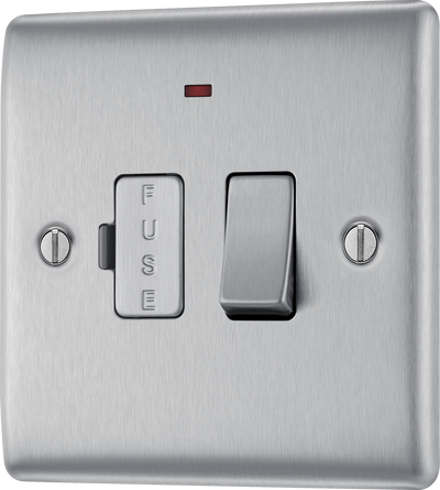 BG NBS52 Nexus Metal Brushed Steel 13A Neon Switched Fused Spur Unit