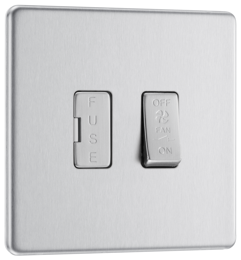 BG Electrical FBS15F Nexus Flatplate Screwless Brushed Steel 10Ax Plate Fan Isolator Switch
