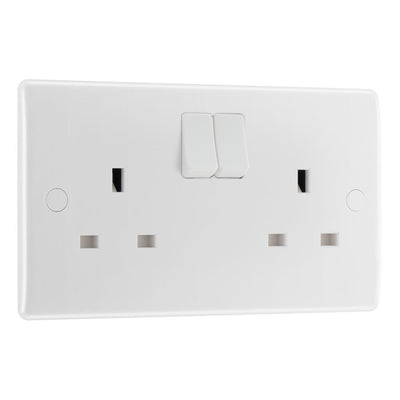 BG Nexus 13A Double Pole Switched Socket White & 32mm Pattress Back Box