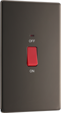 BG FBN72 Nexus Screwless Flat-Plate Cooker Switch Black Nickel Neon 2 Way 45A
