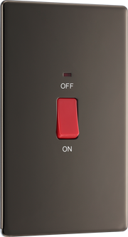 BG FBN72 Nexus Screwless Flat-Plate Cooker Switch Black Nickel Neon 2 Way 45A by British General (BG-FBN72)